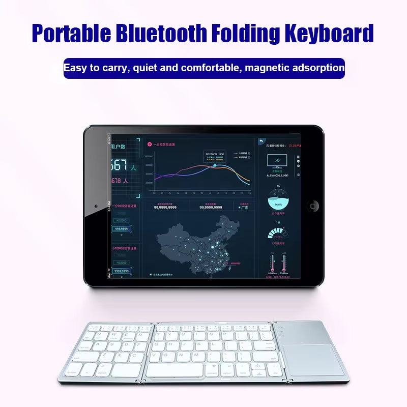 Wireless Folding Keyboard Bluetooth Keyboard with Touchpad for Windows, Android, Ios,Phone,Multi-Function Button Mini Keyboard