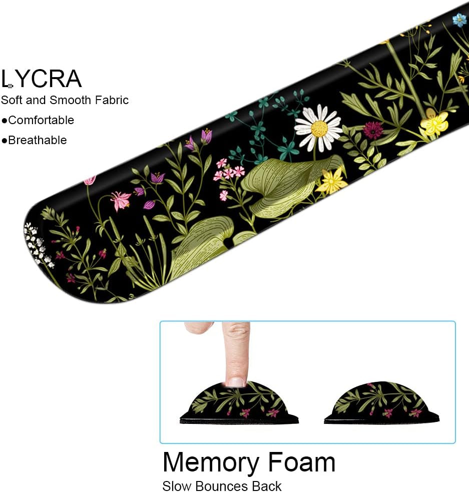 3 in 1 Ergonomic Mouse Pad with Wrist Support and Keyboard Wrist Rest Pad Set with Coaster,  Wrist Pad with Non-Slip Rubber Base & Raised Memory Foam, Easy Typing & Pain Relief, Garden Flowers